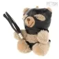 Preview: Teddy bear in black mask and leather outfit, holding a small whip.