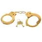 Preview: Golden handcuffs with two keys on a white background.