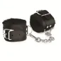 Preview: Black, padded handcuffs with chain and buckle closure.