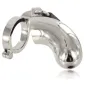 Preview: Metallischer Keuschheitsgürtel in gebogener Form mit Schloss und Ring.