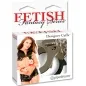 Preview: Verpackung der "Fetish Fantasy Series Designer Cuffs" mit Bild einer Frau in schwarzem Outfit und Handschellen.
