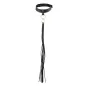 Preview: Black collar with fringes and metal rings, decorative and elegant.
