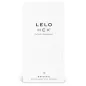 Preview: White packaging of LELO HEX condoms with a hexagonal pattern and black text.