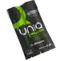 Preview: Schwarze Verpackung von Uniq Megasex Kondomen, hypoallergen und latexfrei, mit grünem Logo und weißer Schrift.