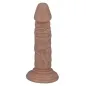 Preview: Beige Dildo mit Adern und Saugnapf, aufrecht stehend.
