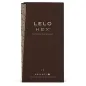 Preview: Braune Verpackung von LELO HEX Kondomen, 12 Stück, mit goldenen geometrischen Mustern und Text "The Condom Re-Engineered".