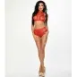 Preview: Woman in red, see-through underwear and high heels against a white background.