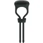 Preview: Black, flexible cable holder with two long, ribbed arms and an oval, textured top.