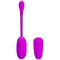 Preview: Purple vibrator with remote control, both with on/off button, on a white background.