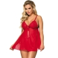 Preview: Babydoll - Mit Bogen Und Blumenspitzen Rot L/XL | Subblime