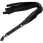 Preview: Black whip with multiple straps and a grooved handle, photographed from the side.