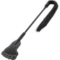 Preview: Black whip with a foot-shaped handle and fringes at the end.