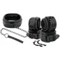 Preview: Black Leather Handcuffs and Collar – Darkness