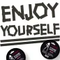 Preview: Text "ENJOY YOURSELF" aus Klebeband, zwei Rollen Bondage Tape unten.