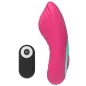 Preview: Pink vibrator with remote control, side view.