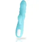 Preview: Blauer Vibrator mit wellenförmigem Design und zwei weißen Knöpfen an der Basis.