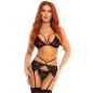 Preview: Dreiteiliges Set Florale Spitze L | Leg Avenue