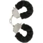 Preview: Silver handcuffs with a black plush cover.