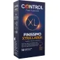 Preview: Verpackung von Control Finissimo Xtra Large Kondome, 12 Stück, 0,05 mm dünn, dunkelblaues Design mit XL-Logo.