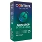 Preview: Packaging for Control Non Stop Dots & Lines condoms, 12 pieces, with clock design and multilingual text.