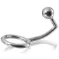 Preview: Metallic anal plug with ring handle and ball on a curved shaft.