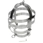 Preview: Metal cage with rings and wrench on a white background.