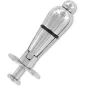 Preview: Metallic anal plug with black rubber ring and handle, on a white background.
