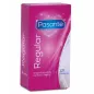 Preview: Rosa Verpackung von Pasante Regular Kondomen, 12 Stück, mit dem Slogan "shaped simplicity, comfort & feeling".