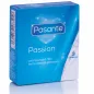 Preview: Blaue Packung Pasante Passion Kondome, 3 Stück, mit ausgeprägten Rillen für intensives Vergnügen.