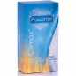 Preview: Blaue Verpackung von Pasante Climax Kondomen, 12 Stück, mit Flammenmotiv und Text "intense pleasure, warm or cool sensation".