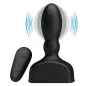 Preview: Black vibrator with remote control; blue wavy lines indicate vibrations.