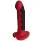 Preview: Red and black silicone toy with a textured surface and wide base.