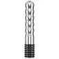 Preview: Silver, ribbed metal object with a black, ribbed handle.
