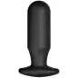Preview: Schwarzer, zylindrischer Silikon-Buttplug mit breitem Sockel, aufrecht stehend.