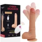 Preview: Sex toy with remote control and packaging, showing movement functions and USB charging option.