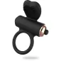 Preview: Black silicone ring with heart shape and textured nubs, gold accents, isolated on a white background.