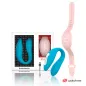 Preview: Wearable technology in blue and pink with packaging and USB cable.