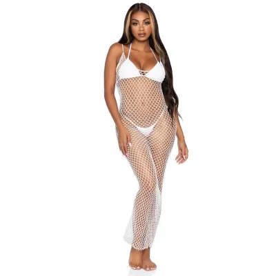 Maxikleid Aus Gewebtem Twist Netz Os Weiss – Leg Avenue