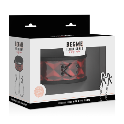 Halsband Mit Ketten Und Nippelklemmen | Beg Me Red Edition