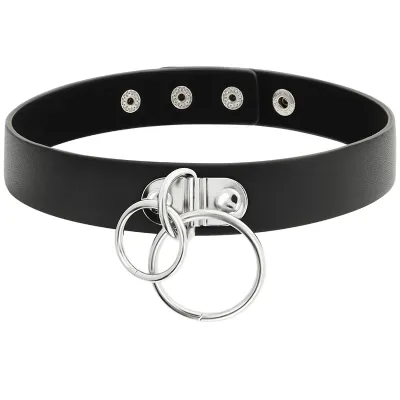 Double Ring Necklace Made of Vegan Leather – Coquette Chic Desire