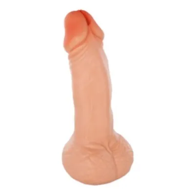 A skin-colored dildo with a detailed texture.
