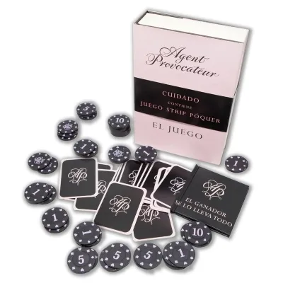 Poker set with cards and chips, packaging with the inscription "Agent Provocateur".