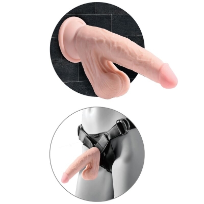 Triple Density Dildo Mit Schwingenden Eiern 15,2cm Hautfarben | King Cock