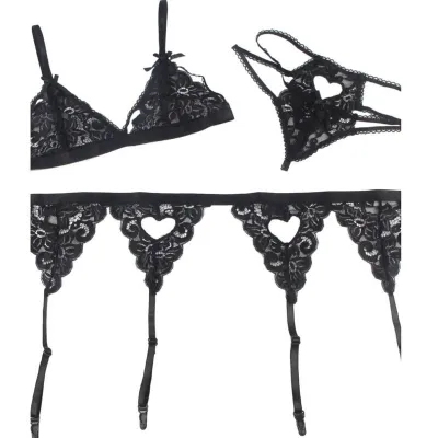 Three-piece set bra + garter belt + thong S/M – Subblime