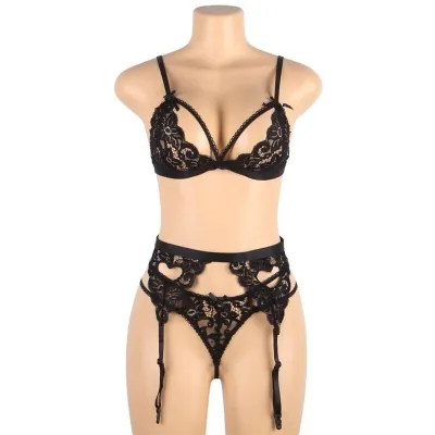 Three-piece set bra + garter belt + thong L/XL – Subblime