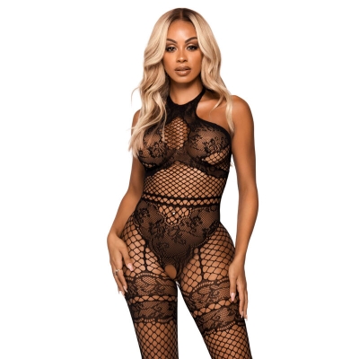 Netzhalfter Bodystocking OneSize Schwarz | Leg Avenue