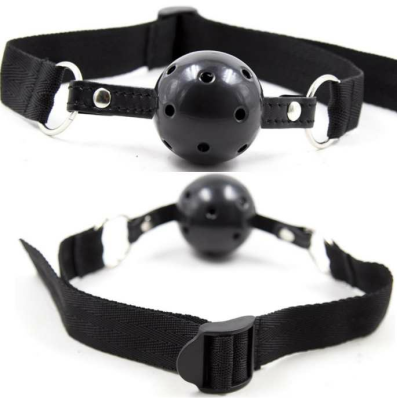 Atmungsaktiver Ballknebel Schwarzer Stoff | Ohmama