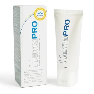 HemaPRO cream and packaging, 60ml, for perianal skin irritations, new formula.