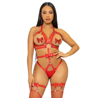 O Ringgurt Mit Nieten Teddy Grösse L Rot – Leg Avenue