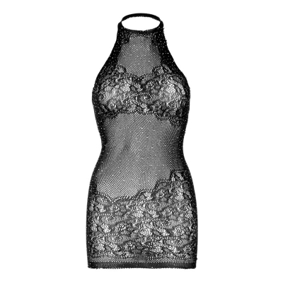 Rhinestone Halfter Minikleid OneSize Schwarz | Leg Avenue